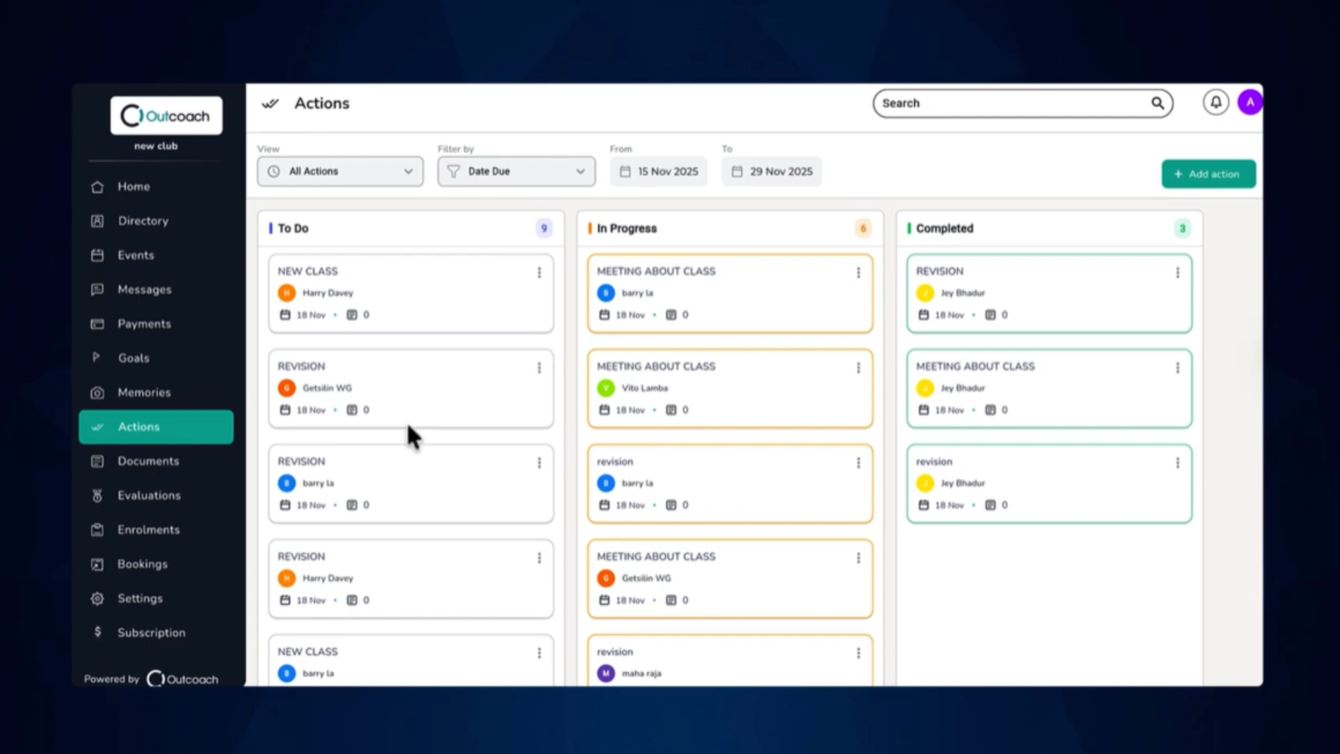 How to add actions