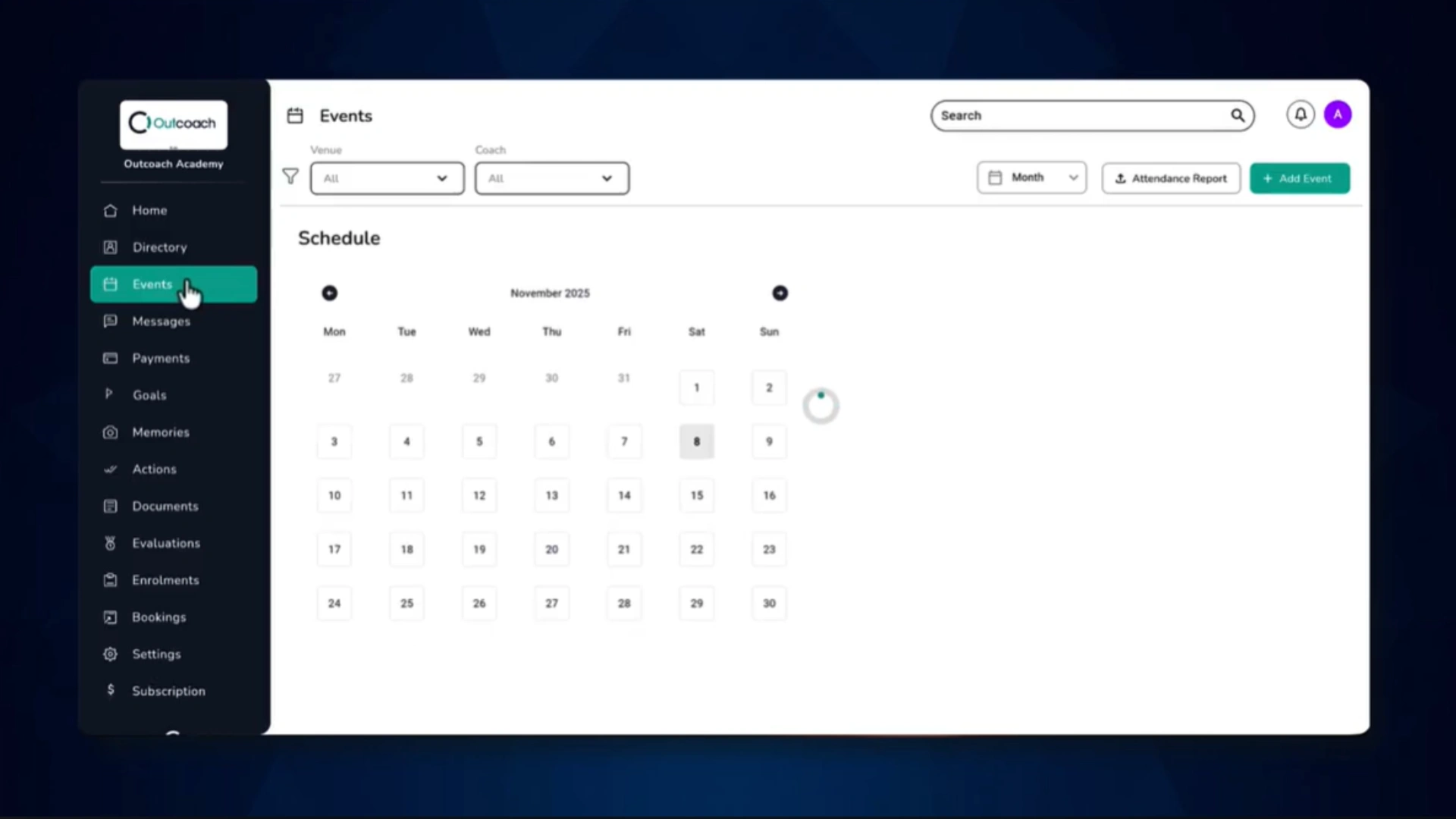 How to set up events