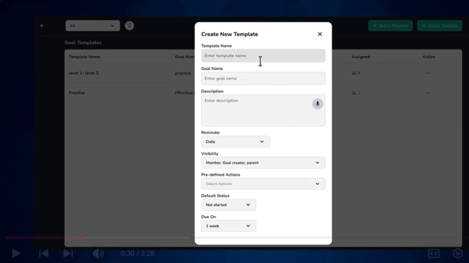 How to add goal templates