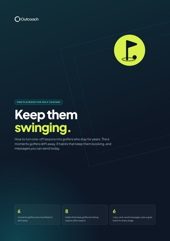 Cover of the free Outcoach playbook: Keep them swinging