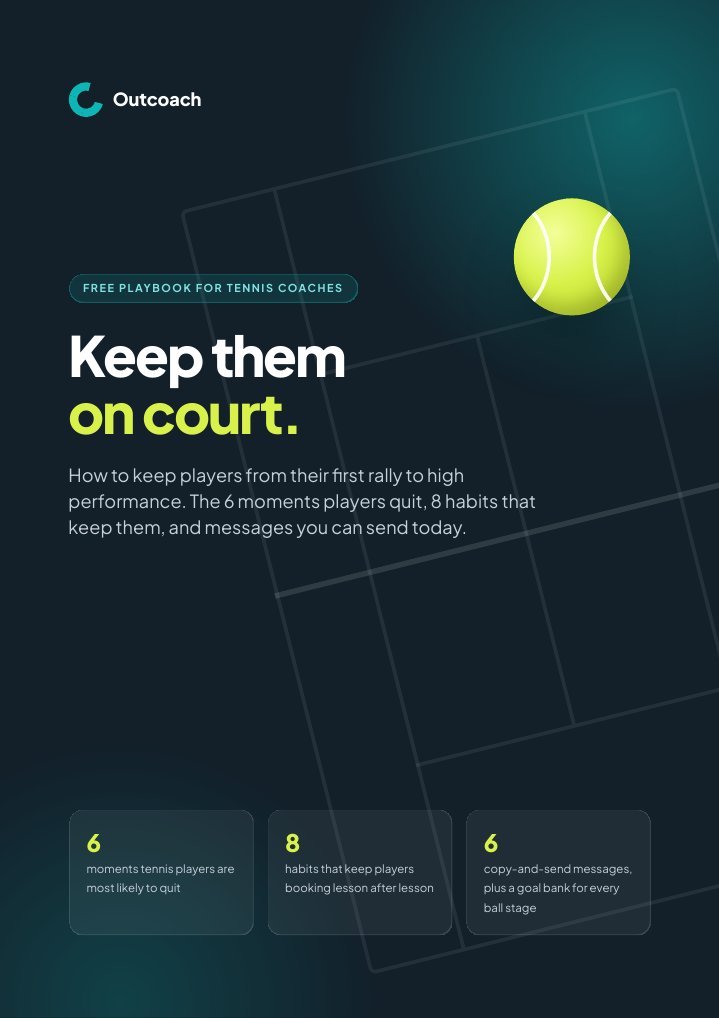 Cover of the free Outcoach playbook: Keep them on court